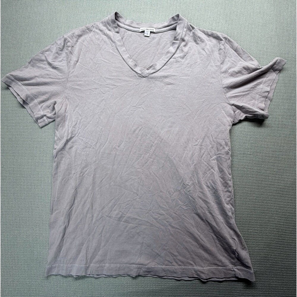 James Perse Standard Men's Gray V-Neck T-Shirt - 3